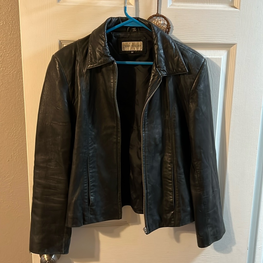 Charles Klien Vintage Black Leather Jacket Size M.